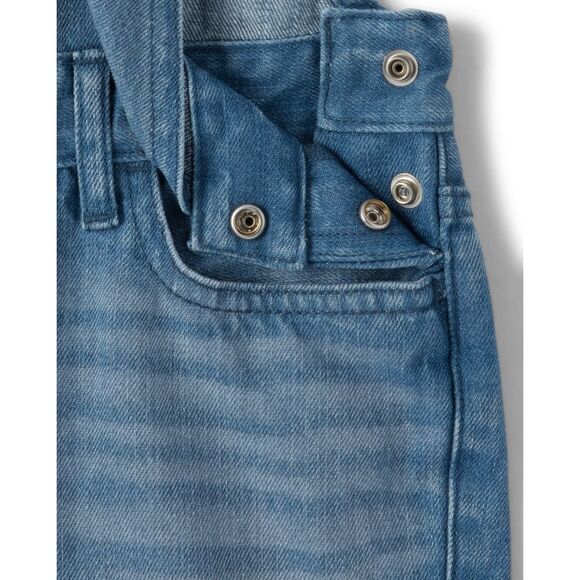 Girls Blue Distressed Denim Overall Shorts Shortalls Size 10 NEW - Picture 2 of 5